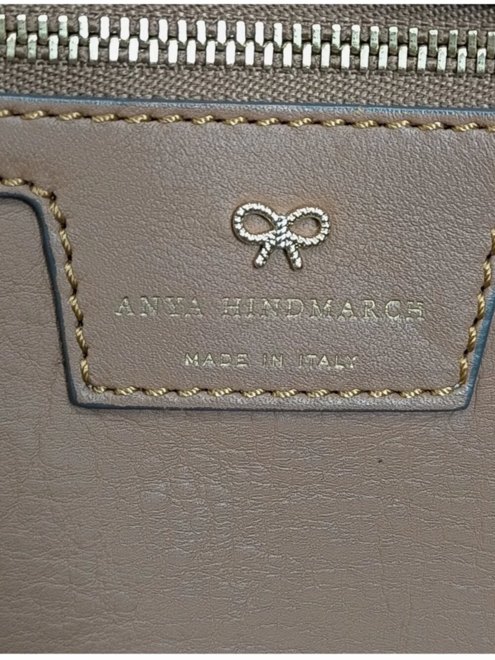 Anya Hindmarch Smiley Face Leather Tote Bag Tan Made In Italy View 6